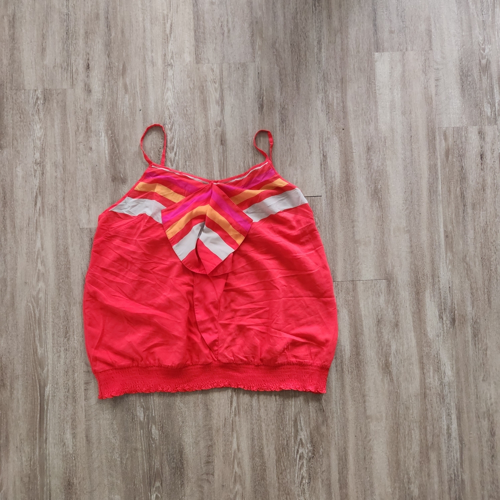Lane Bryant Pink and Orange Chevron Strappy Blouse